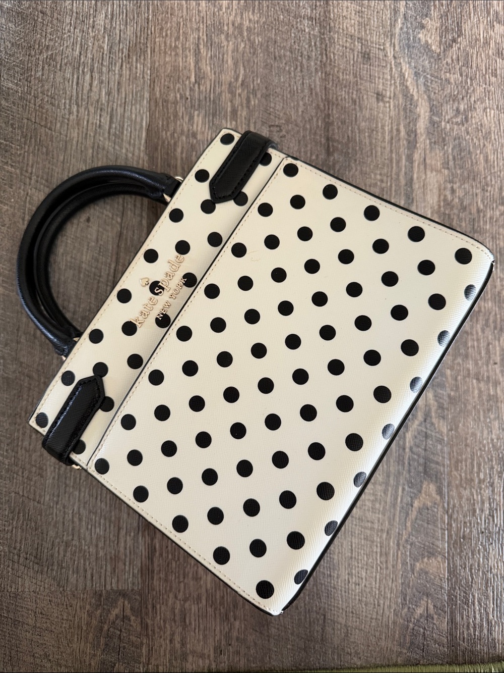 kate spade Black Polka Dot Cream Tote